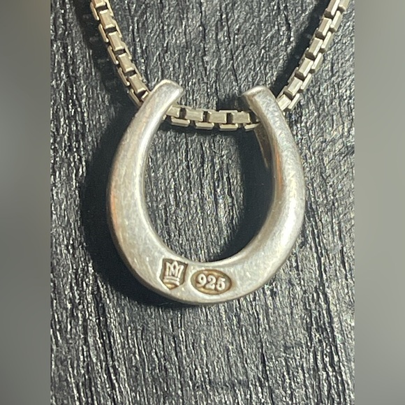 Metalsmith Horseshoe Pendant on Box Chain. Martello Metalsmiths Sterling - Picture 6 of 15
